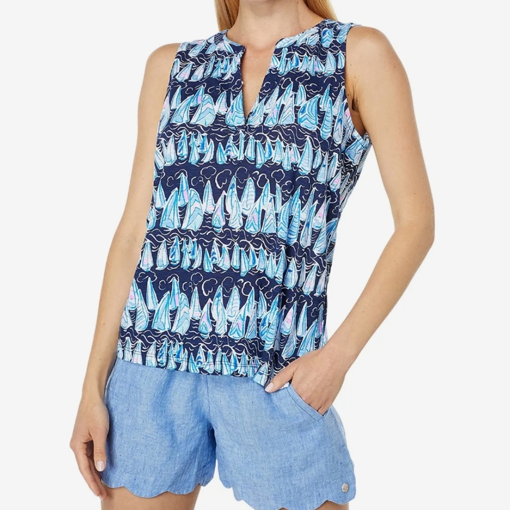 Lilly Pulitzer Low Tide Navy Sails and Stripes M Top